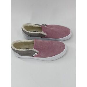 Vans Slip On Sherpa Lined Water Repellent Shoes Womens Size 8.5 Pink Gray‎ NWOT